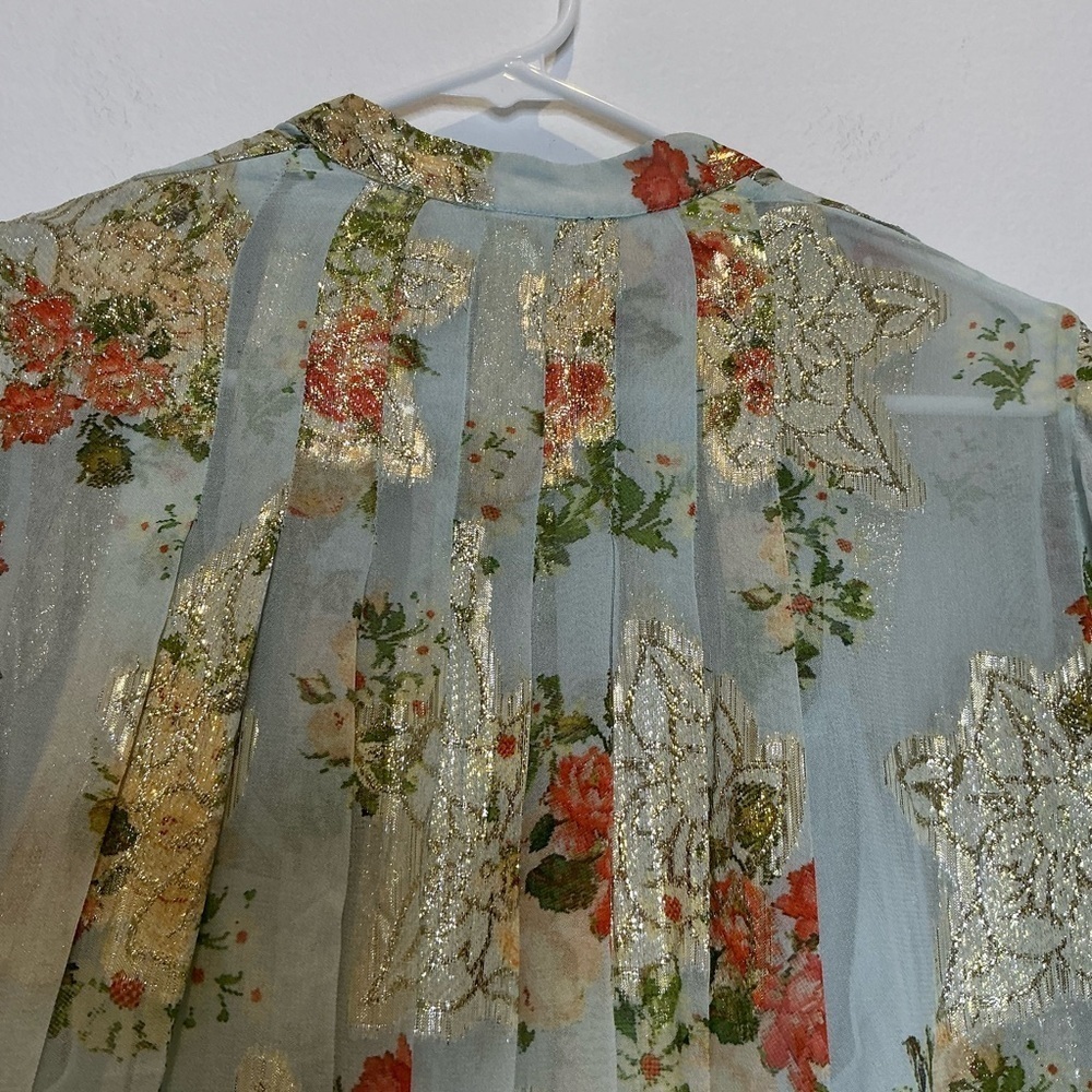 HEMANT & NANDITA Livia Floral Whimsical Sparkly Chiffon Dress with Slip XSmall - Picture 9 of 16